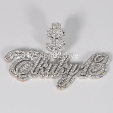 Classy customized name letter 14 KT white gold unisex diamond pendant with VVS clarity for party wear