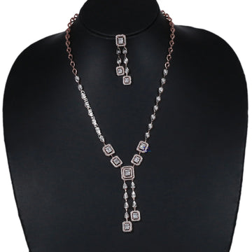 Classy women jewelry necklace design in 14 kt rose gold lab created diamonds in vvs clarity Gurukrupa-Gems