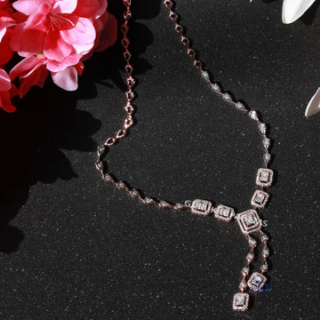 Classy women jewelry necklace design in 14 kt rose gold lab created diamonds in vvs clarity Gurukrupa-Gems
