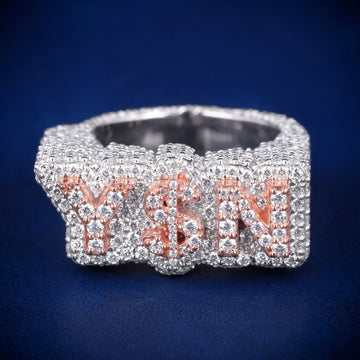 Custom 14kt Rose Gold Cross Hip Hop Ring with Full VVS Diamond Iced Out Shine Gurukrupa-Gems