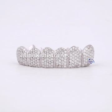 Custom 6 Bottom Diamond Dental Teeth Grillz For Unisex Gurukrupa-Gems