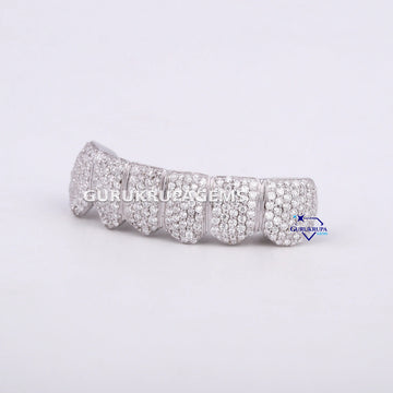 Custom 6 Bottom Diamond Dental Teeth Grillz For Unisex Gurukrupa-Gems