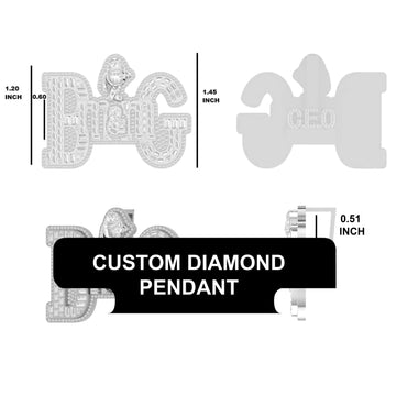 Custom Hand Made Design Letter Pendant With Chain In 14KT White Gold Gurukrupa-Gems