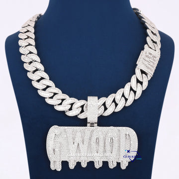 Custom Hand Made Diamond Chain With Pendant Gurukrupa-Gems
