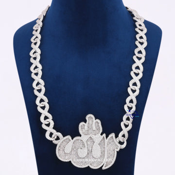 Custom Hand Made Lab Grown Diamond Chain With Pendant In 14KT White Gold Gurukrupa-Gems