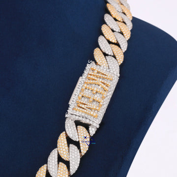 Custom Hand Made Two Tone Color Diamond Chain With Pendant In 14KT Gold Gurukrupa-Gems