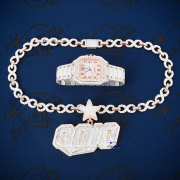 Custom Iced Out Watch and Pendant Chain Combo Set for Men Hip Hop Diamond Jewelry Gurukrupa-Gems