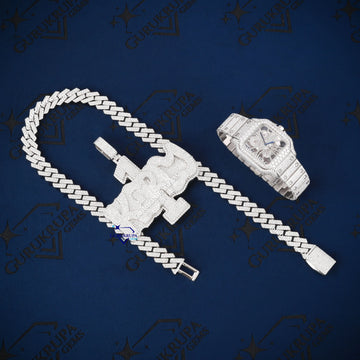 Custom Iced Out Watch and Pendant Chain Combo Set for Men Hip Hop Diamond Jewelry (Copy) Gurukrupa-Gems
