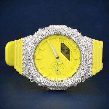Full Diamond Hip Hop Iced Out Watches for Men with Rubber Strap and Chronograph Style Gurukrupa-Gems