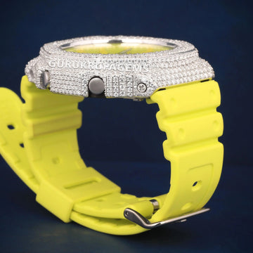 Full Diamond Hip Hop Iced Out Watches for Men with Rubber Strap and Chronograph Style Gurukrupa-Gems