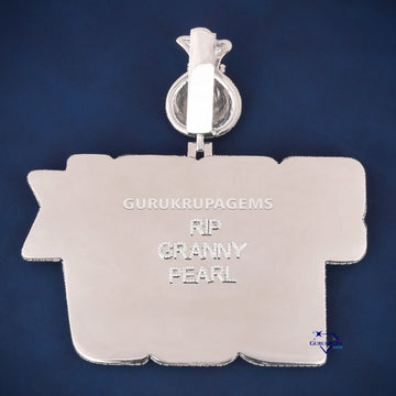 Custom Letter Bulky Full White Diamond VVS Pass Tester Silver Money Bag Pendant - Gurukrupa-Gems