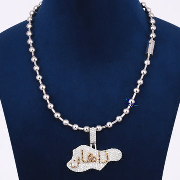 Custom Made Diamond Pendant In 14KT White Gold Small Round Cut Lab Diamond Gurukrupa-Gems