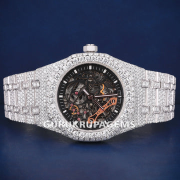 Custom Royal Oak Full Iced Out Moissanite Baguette Watch Hip hop Diamond Stainless Steel Chandilier Dial 42mm Gifts Mens Watch Gurukrupa-Gems
