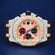 Custom Two Tone Iced Out Diamond Watch with Multicolor Roman Numeral Dial and Custom Yellow Gold Bezel New Watches Gurukrupa-Gems