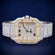 Two Tone Rose & Silver Fully Iced Out Diamond Watch with Roman Dial VVS Clarity Gurukrupa-Gems