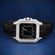 Custom black dial and leather belt diamond watch Gurukrupa-Gems