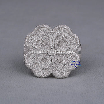 Custom crafted unisex 14 kt gold lab created diamond hiphop ring with advanced vvs clarity Gurukrupa-Gems