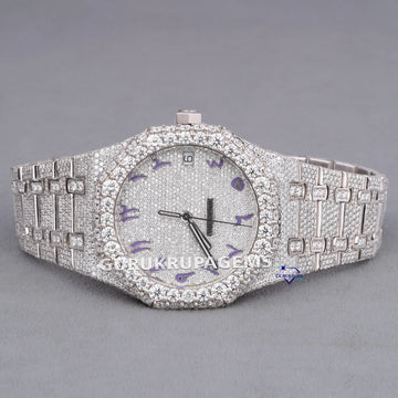 Custom dials fully iced out stainless steel hip hop diamond watch crafted with Moissanite diamonds Gurukrupa-Gems