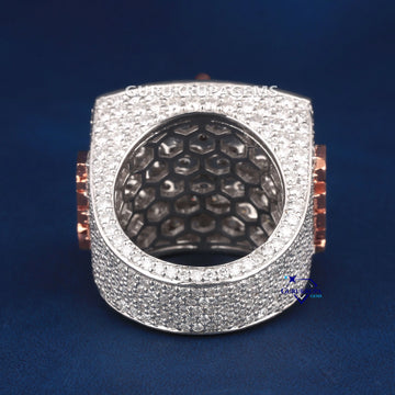 Custom made hiphop diamond letter two tone ring Gurukrupa-Gems