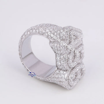 Custom made numeric count hiphop ring engraved brilliant round diamonds iced out for men Gurukrupa-Gems