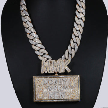 Customized 14 kt Two Tone lab grown diamond chain pendant for men specially crafted for hip hop jewelry lover Gurukrupa-Gems