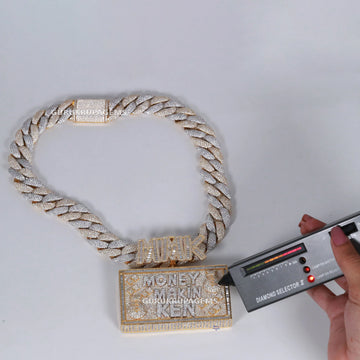 Customized 14 kt Two Tone lab grown diamond chain pendant for men specially crafted for hip hop jewelry lover Gurukrupa-Gems