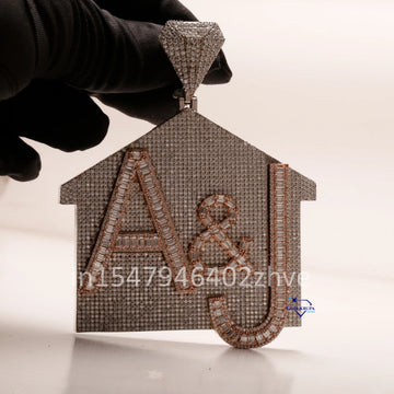 Customized Letter Diamond Pendant in 14 kt Rose Gold with vvs clarity diamonds for unisex