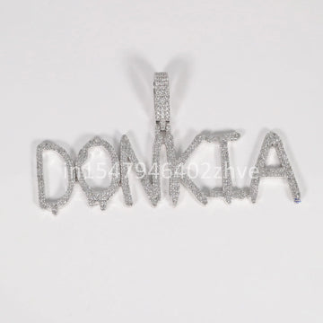 Customized name letter 14 kt white gold Lab Diamond Pendant For unisex Hip Hop Jewelry lover