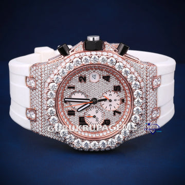 Customized white color strap diamond watch gift for men this valentine Gurukrupa-Gems