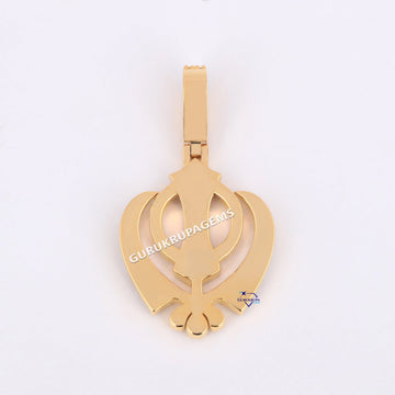 Cvd HPHT lab diamond hiphop pendant customized logo pendant 14 kt yellow gold Gurukrupa-Gems