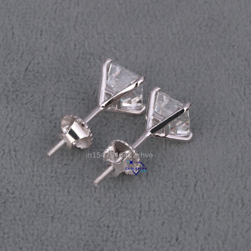 Daily wear trending beautiful asscher cut labgrown diamond earring made in 14kt white gold-Gurukrupa-Gems