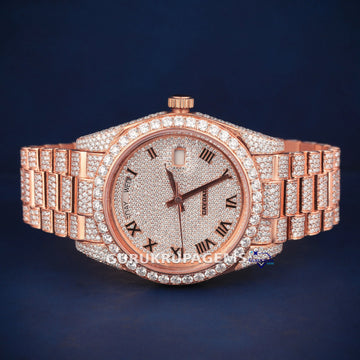Day and Date branded diamond iced out watch Gurukrupa-Gems
