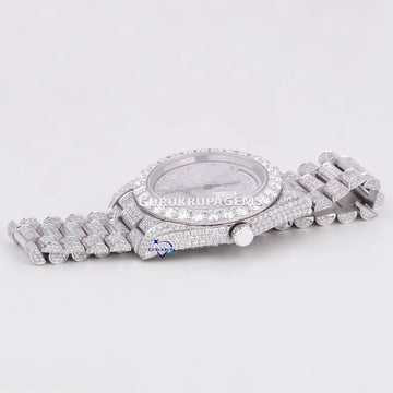 Day and date hip hop fully iced out diamond moissanite watch mens Gurukrupa-Gems