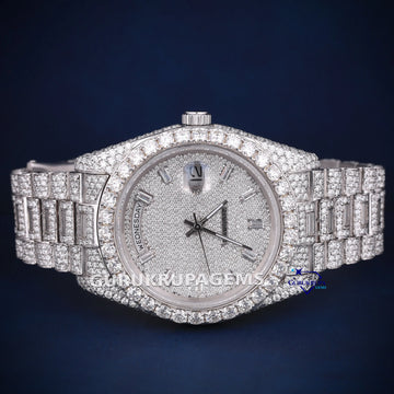 Day and date style fully iced out diamond watch Gurukrupa-Gems