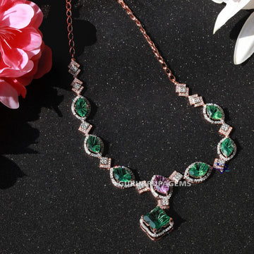 Diamond necklace crafted elegantly in 14 kt rose gold with lab grown colorful diamonds Gurukrupa-Gems