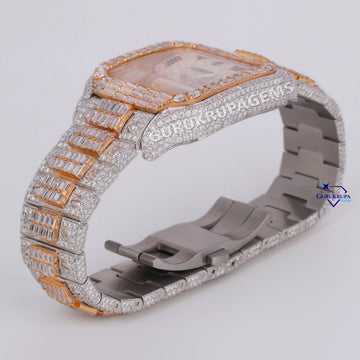 Diamond tester passed hip hop moissanite diamond watch roman numerals stainless steel Gurukrupa-Gems
