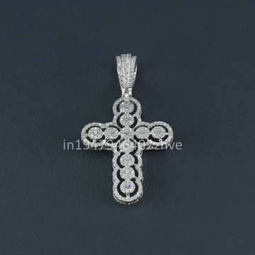 Elegant Cross Pendant with Round-Cut 14 kt white gold Lab-Grown Diamonds for christian beliefs cross pendant-Gurukrupa-Gems