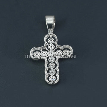 Elegant Cross Pendant with Round-Cut 14 kt white gold Lab-Grown Diamonds for christian beliefs cross pendant-Gurukrupa-Gems