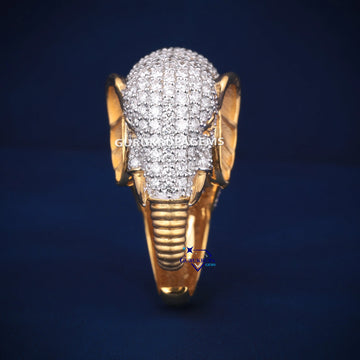 Elephant style hip hop unisex diamond ring Gurukrupa-Gems