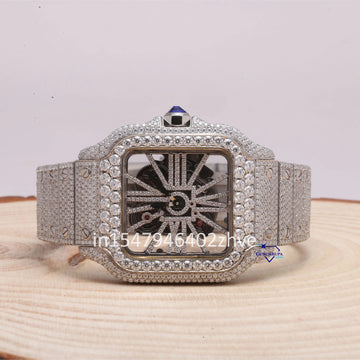 Elevate your style with a striking skeleton design moissanite diamond watch crafted for men