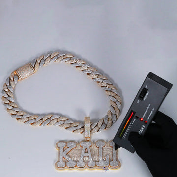 Elevate your style with our 14 kt two tone gold hip hop diamond chain pendant with vvs clarity diamond Gurukrupa-Gems