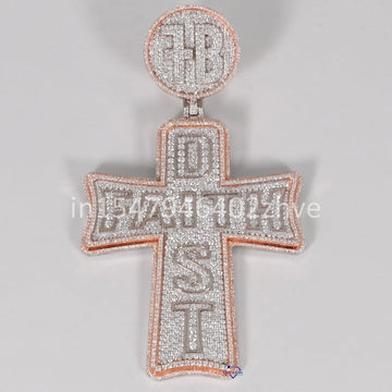 Elevate your style with our custom 14kt white and rose gold pendant with lab-grown diamonds