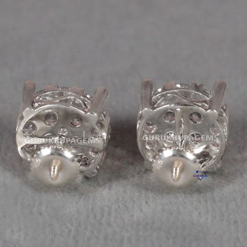 Exquisite prong setting lab grown 14 kt white gold diamond studded earring with vvs clarity Gurukrupa-Gems