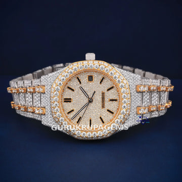Exquisite royal oak buss down hip hop diamond two tone watch Gurukrupa-Gems