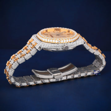 Exquisite royal oak buss down hip hop diamond two tone watch Gurukrupa-Gems