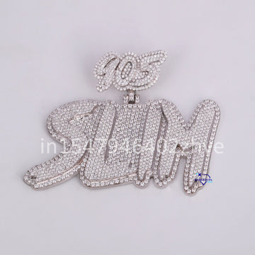 Fashionable high quality custom letter pendant made with 14kt white gold with labgrown diamonds-Gurukrupa-Gems