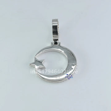 Finely crafted this moon with star 14 kt white gold lab grown diamond pendant with vvs clarity