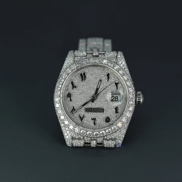 For the fashion forward man a stunning fully iced out moissanite watch with arabic numerals-Gurukrupa-Gems