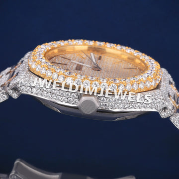 Full Iced Out Customized Two Tone Rose & Silver Diamond Bezel Expensive Luxury Watches for Mens Womens (Copy) Gurukrupa-Gems