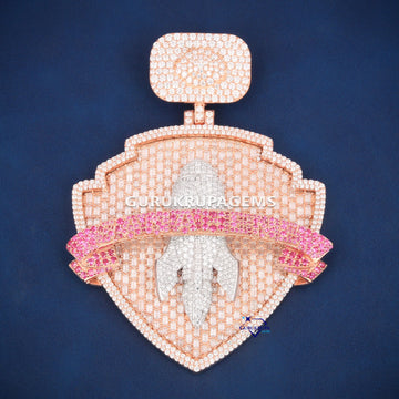 Full rose gold colored gemstone rocket pendant logo inspired design - Gurukrupa-Gems